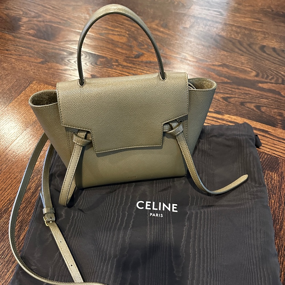 Green Celine Micro Belt bag in Grained Calfskin